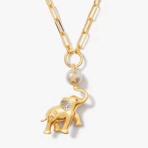 Stunning Kate Spade Winter Carnival Gold Elephant Pearl Pendant Necklace